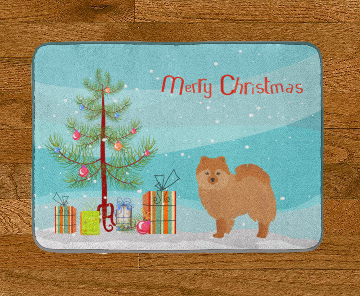 German Spitz Christmas Tree Memory Foam Kitchen Mat Machine Washable Anti-Fatigue Cushion Comfort Bath or Kitchen Rug