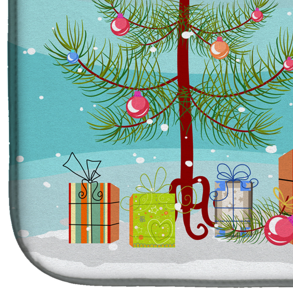 Havanese Christmas Tree Dish Drying Mat Absorbent Dish Drying Mat Pad for Kitchen Counter Dish Drainer Mat for Countertop, 14 x 21", Multicolor