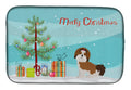 Imperial Shih Tzu Christmas Tree Dish Drying Mat Absorbent Dish Drying Mat Pad for Kitchen Counter Dish Drainer Mat for Countertop, 14 x 21", Multicolor