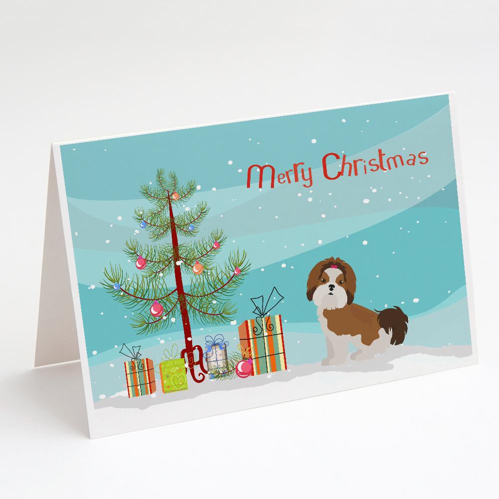 Imperial Shih Tzu Christmas Tree Greeting Cards Pack of 8 Blank Cards with Envelopes Whimsical A7 Size 5x7