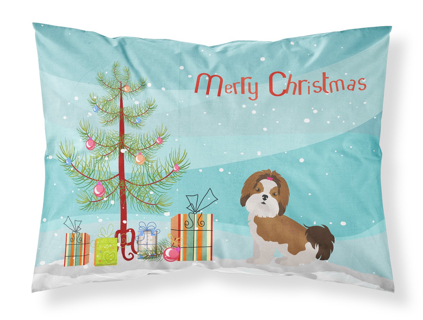 Imperial Shih Tzu Christmas Tree Standard Pillowcase Lightweight Super Soft Easy Care Decorative Artwork Pillowcase, Standard
