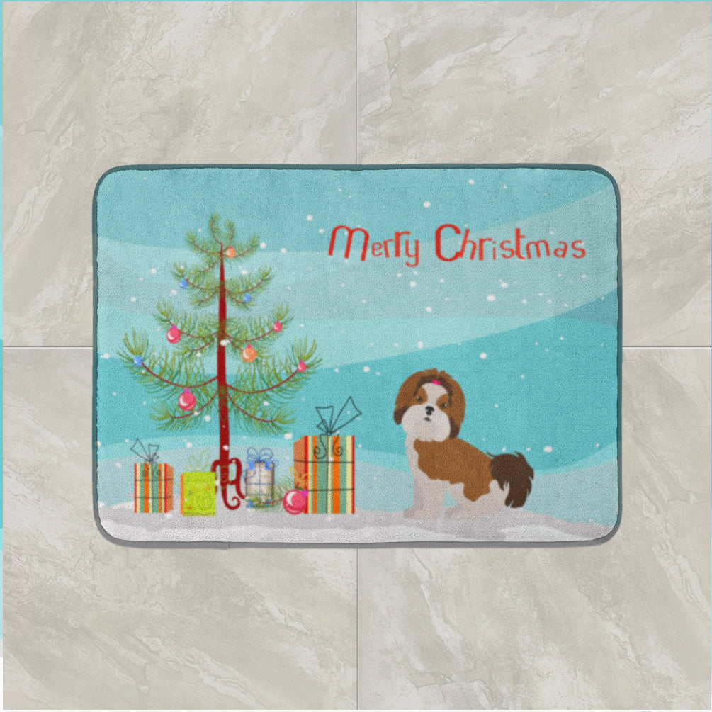 Imperial Shih Tzu Christmas Tree Memory Foam Kitchen Mat Machine Washable Anti-Fatigue Cushion Comfort Bath or Kitchen Rug