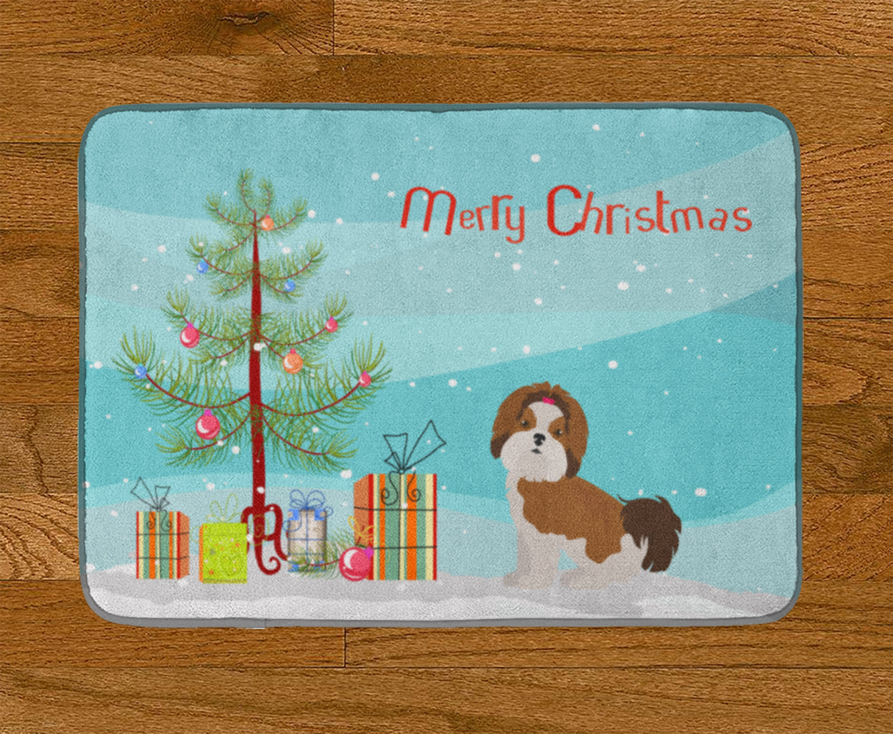 Imperial Shih Tzu Christmas Tree Memory Foam Kitchen Mat Machine Washable Anti-Fatigue Cushion Comfort Bath or Kitchen Rug