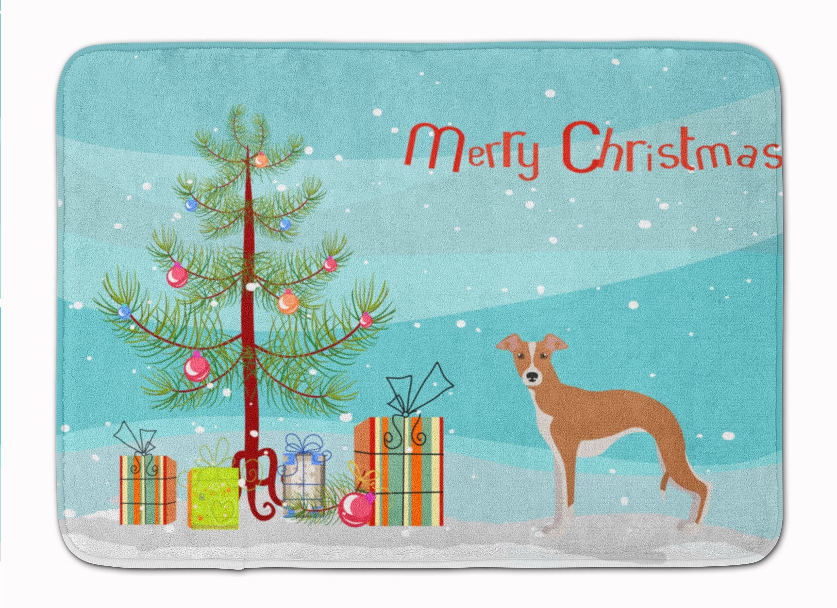 Italian Greyhound Christmas Tree Memory Foam Kitchen Mat Machine Washable Anti-Fatigue Cushion Comfort Bath or Kitchen Rug