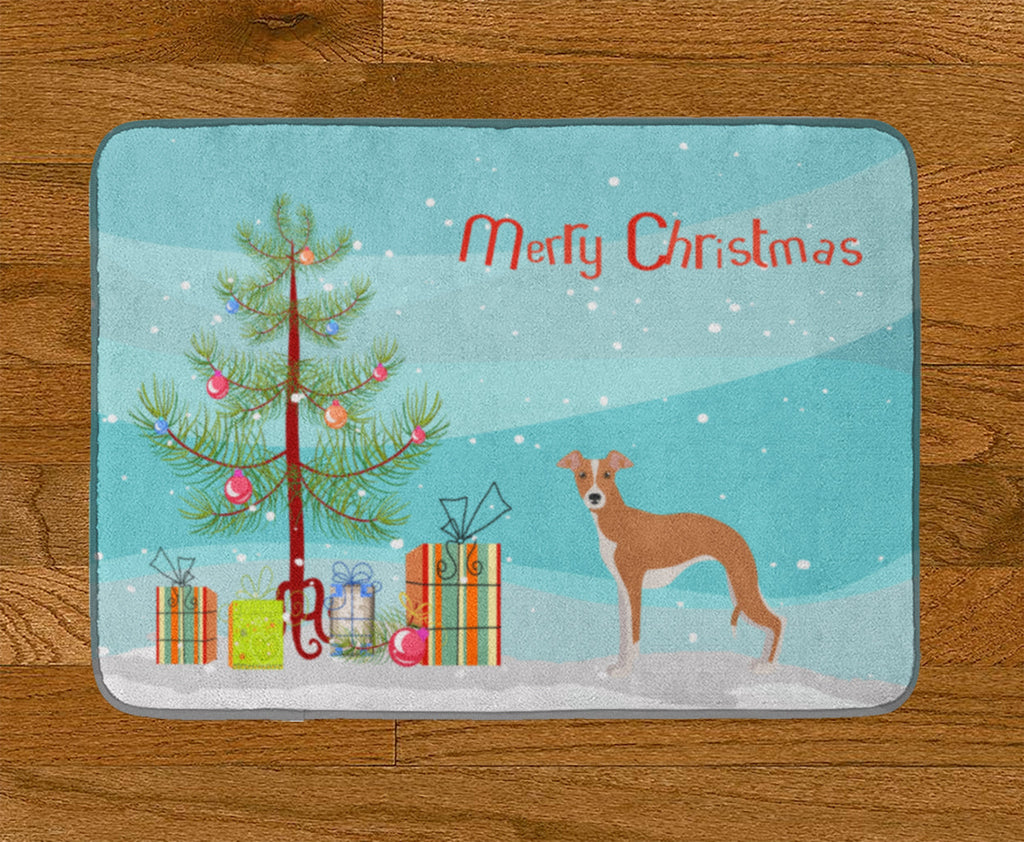 Italian Greyhound Christmas Tree Memory Foam Kitchen Mat Machine Washable Anti-Fatigue Cushion Comfort Bath or Kitchen Rug