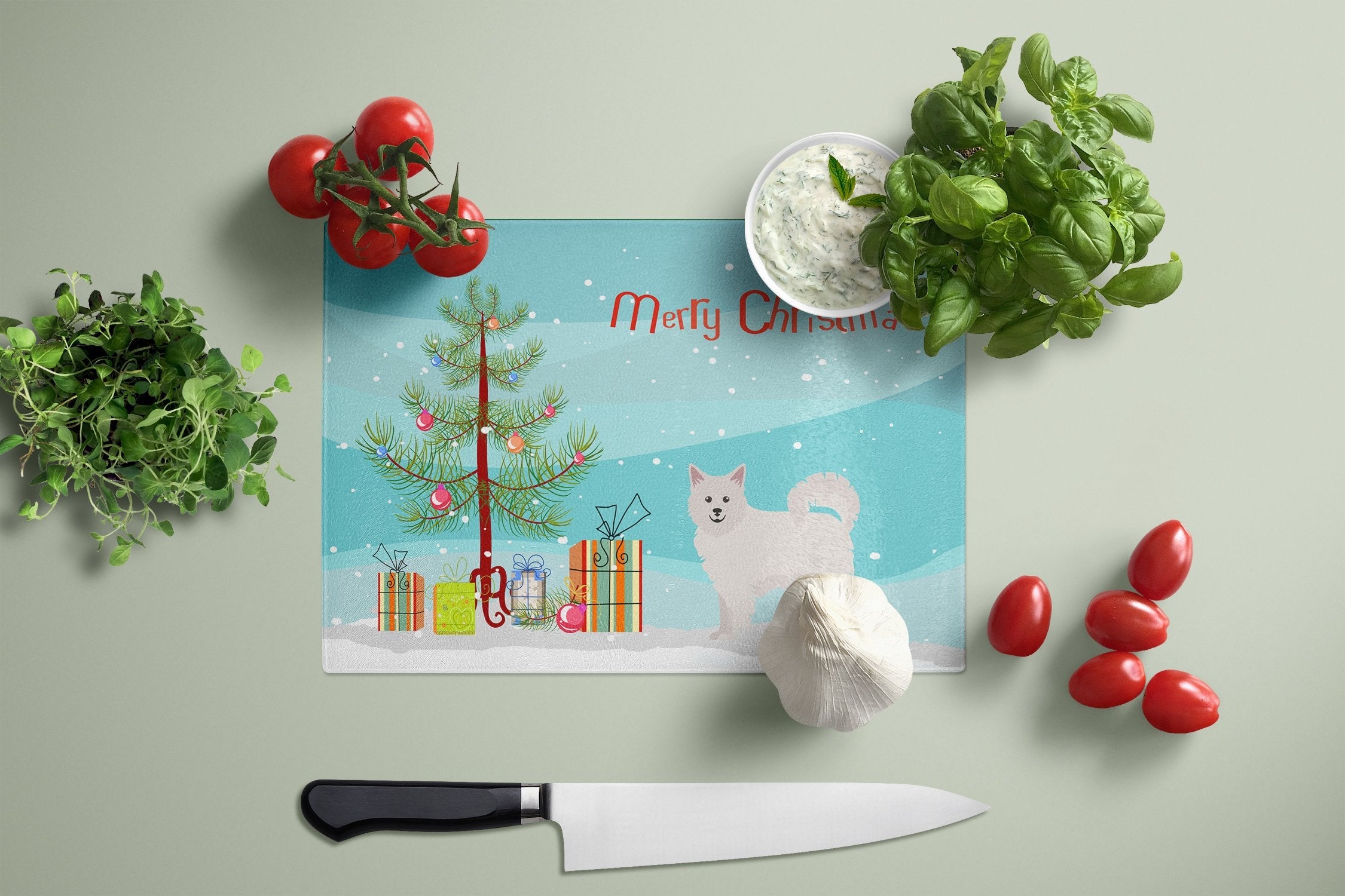Italian Spitz Christmas Tree Cutting Board Tempered Glass Kitchen Cutting Surface, Heat Resistant Chopping, Non-Slip Feet, Food Prep & Serving