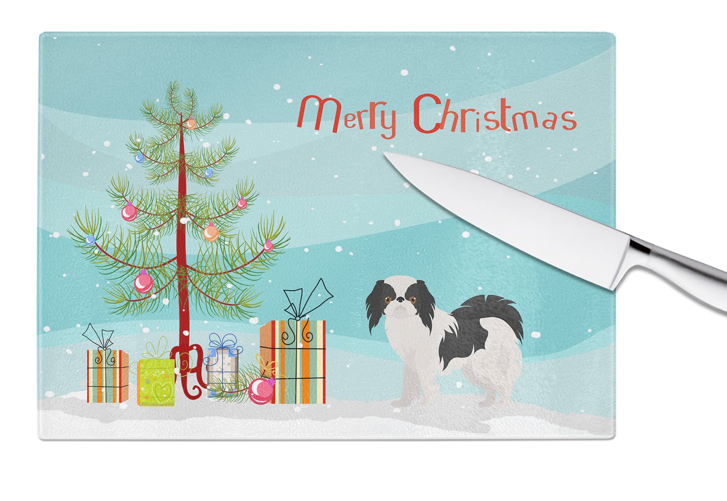 Japanese Chin Christmas Tree Cutting Board Tempered Glass Kitchen Cutting Surface, Heat Resistant Chopping, Non-Slip Feet, Food Prep & Serving