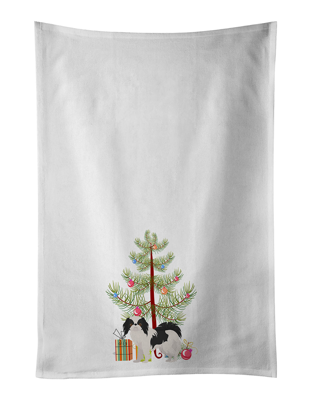Japanese Chin Christmas Tree Kitchen Towel Set of 2 White Dish Towels Decorative Bathroom Hand towel for Hand, Face, Hair, Yoga, Tea, Dishcloth, 19 X 28", White