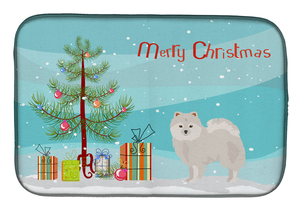 Japanese Spitz Christmas Tree Dish Drying Mat Absorbent Dish Drying Mat Pad for Kitchen Counter Dish Drainer Mat for Countertop, 14 x 21", Multicolor