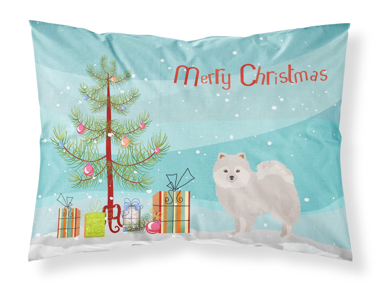 Japanese Spitz Christmas Tree Standard Pillowcase Lightweight Super Soft Easy Care Decorative Artwork Pillowcase, Standard