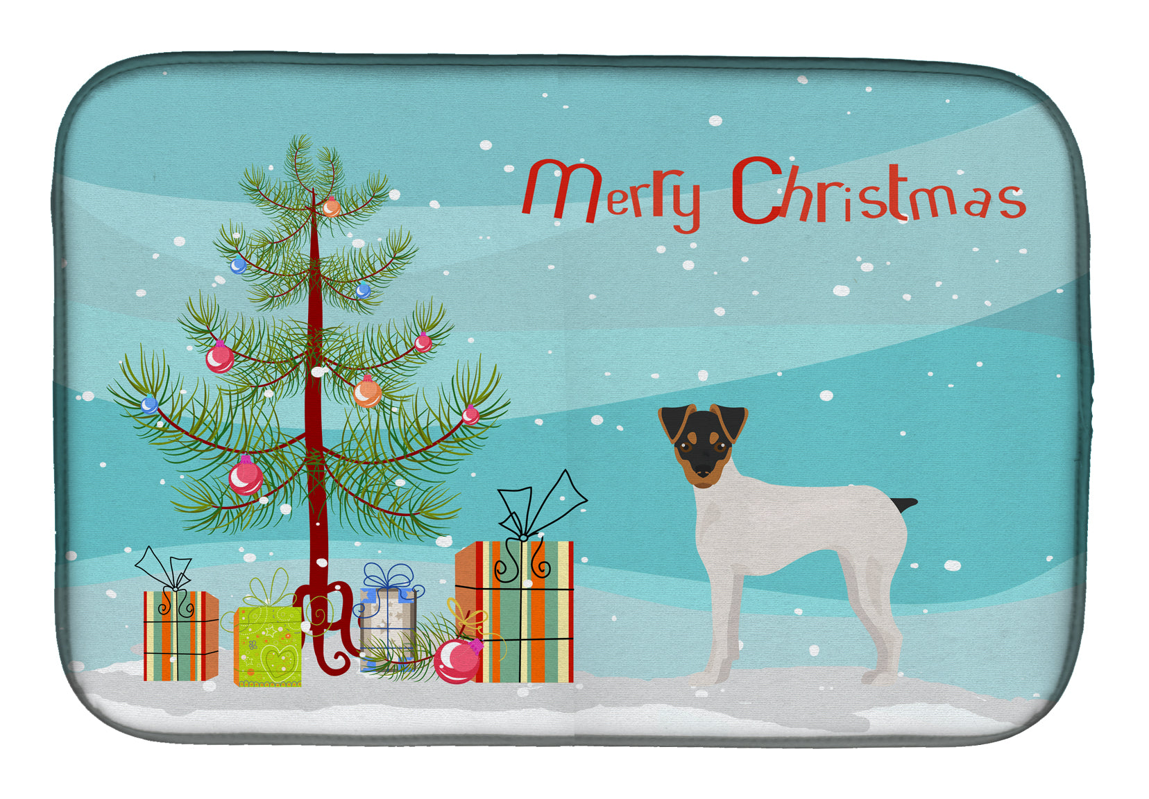 Japanese Terrier Christmas Tree Dish Drying Mat Absorbent Dish Drying Mat Pad for Kitchen Counter Dish Drainer Mat for Countertop, 14 x 21", Multicolor