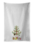Japanese Terrier Christmas Tree Kitchen Towel Set of 2 White Dish Towels Decorative Bathroom Hand towel for Hand, Face, Hair, Yoga, Tea, Dishcloth, 19 X 28", White