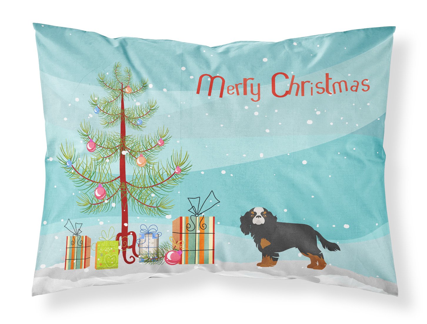 Cavalier King Charles Spaniel Christmas Tree Standard Pillowcase Lightweight Super Soft Easy Care Decorative Artwork Pillowcase, Standard