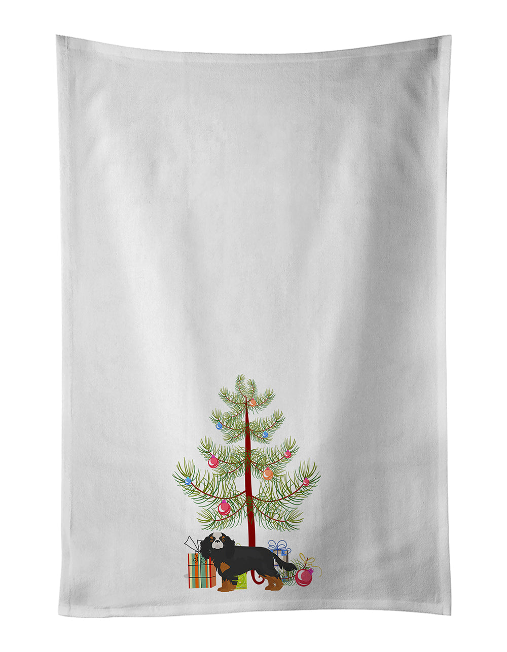 Cavalier King Charles Spaniel Christmas Tree Kitchen Towel Set of 2 White Dish Towels Decorative Bathroom Hand towel for Hand, Face, Hair, Yoga, Tea, Dishcloth, 19 X 28", White