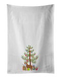 Kromfohrlander Christmas Tree Kitchen Towel Set of 2 White Dish Towels Decorative Bathroom Hand towel for Hand, Face, Hair, Yoga, Tea, Dishcloth, 19 X 28", White