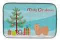 Tan Lhasa Apso Christmas Tree Dish Drying Mat Absorbent Dish Drying Mat Pad for Kitchen Counter Dish Drainer Mat for Countertop, 14 x 21", Multicolor