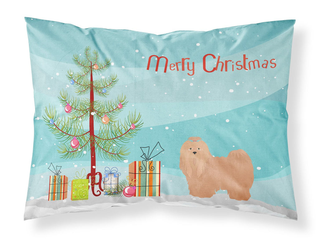 Tan Lhasa Apso Christmas Tree Standard Pillowcase Lightweight Super Soft Easy Care Decorative Artwork Pillowcase, Standard