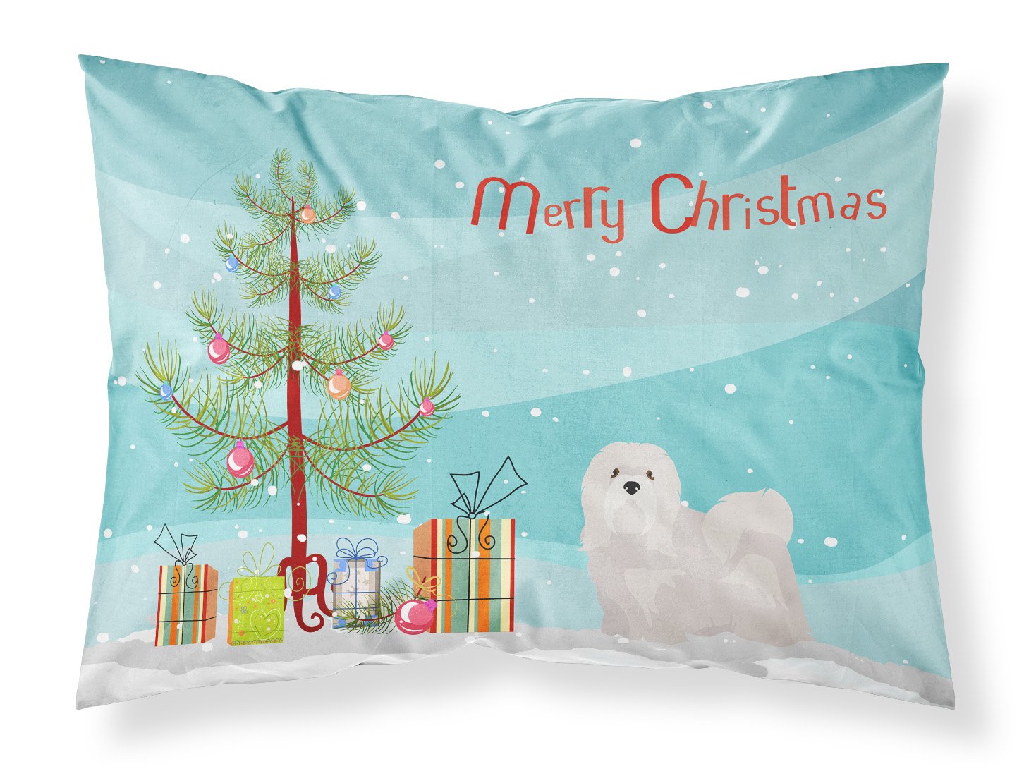 White Lhasa Apso Christmas Tree Standard Pillowcase Lightweight Super Soft Easy Care Decorative Artwork Pillowcase, Standard