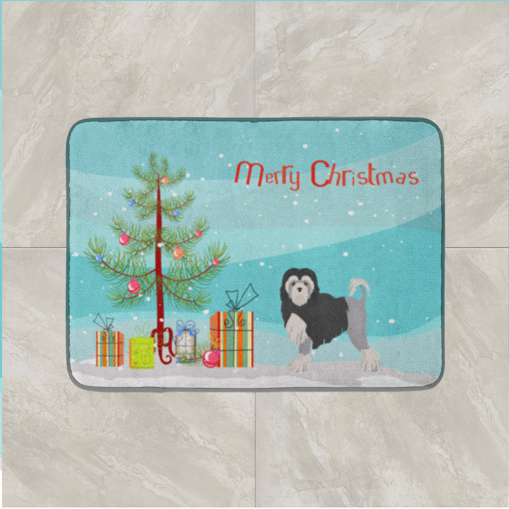 Lowchen or Little Lion Dog Christmas Tree Memory Foam Kitchen Mat Machine Washable Anti-Fatigue Cushion Comfort Bath or Kitchen Rug