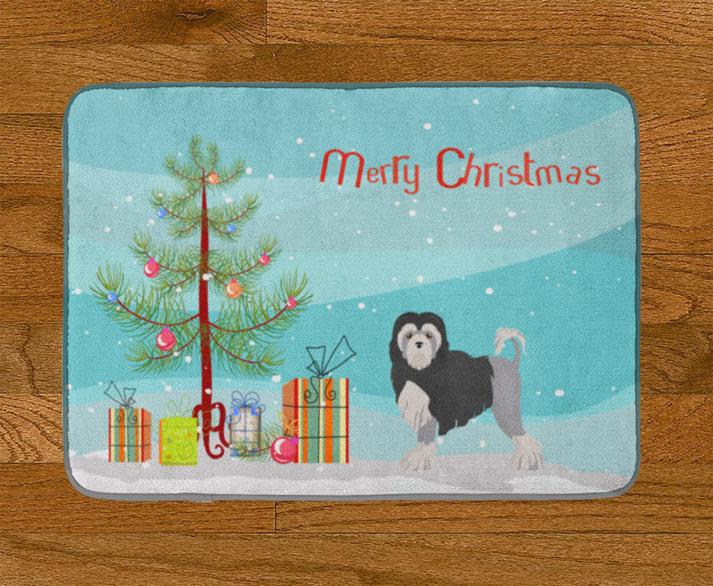 Lowchen or Little Lion Dog Christmas Tree Memory Foam Kitchen Mat Machine Washable Anti-Fatigue Cushion Comfort Bath or Kitchen Rug