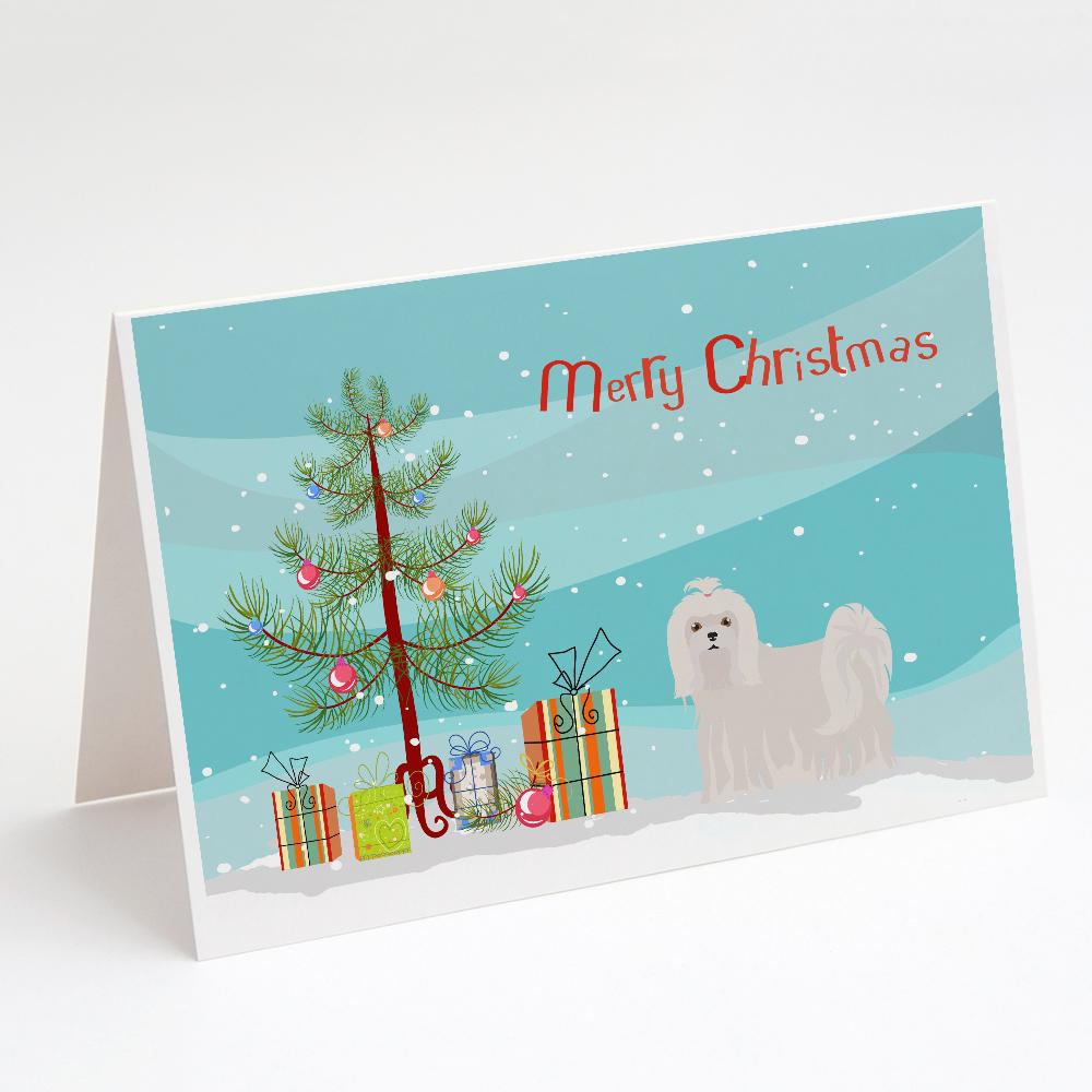 Maltese Christmas Tree Greeting Cards Pack of 8 Blank Cards with Envelopes Whimsical A7 Size 5x7