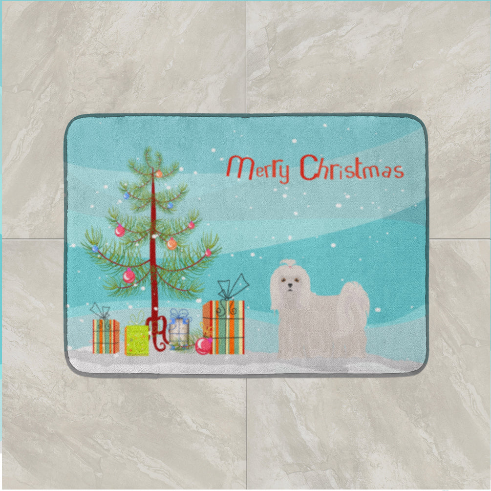 Maltese Christmas Tree Memory Foam Kitchen Mat Machine Washable Anti-Fatigue Cushion Comfort Bath or Kitchen Rug