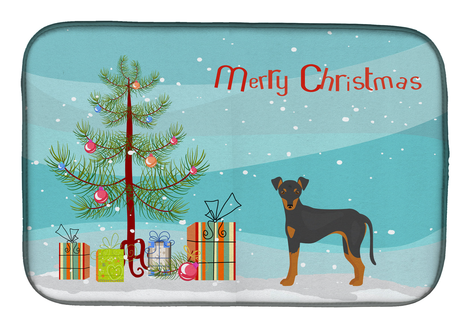 Manchester Terrier Christmas Tree Dish Drying Mat Absorbent Dish Drying Mat Pad for Kitchen Counter Dish Drainer Mat for Countertop, 14 x 21", Multicolor