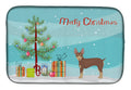 Miniature Fox Terrier Christmas Tree Dish Drying Mat Absorbent Dish Drying Mat Pad for Kitchen Counter Dish Drainer Mat for Countertop, 14 x 21", Multicolor