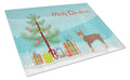 Miniature Fox Terrier Christmas Tree Cutting Board Tempered Glass Kitchen Cutting Surface, Heat Resistant Chopping, Non-Slip Feet, Food Prep & Serving