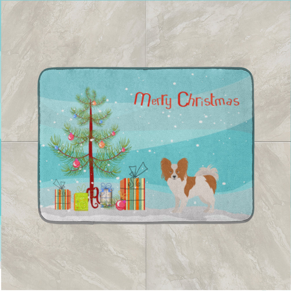 Papillon Christmas Tree Memory Foam Kitchen Mat Machine Washable Anti-Fatigue Cushion Comfort Bath or Kitchen Rug