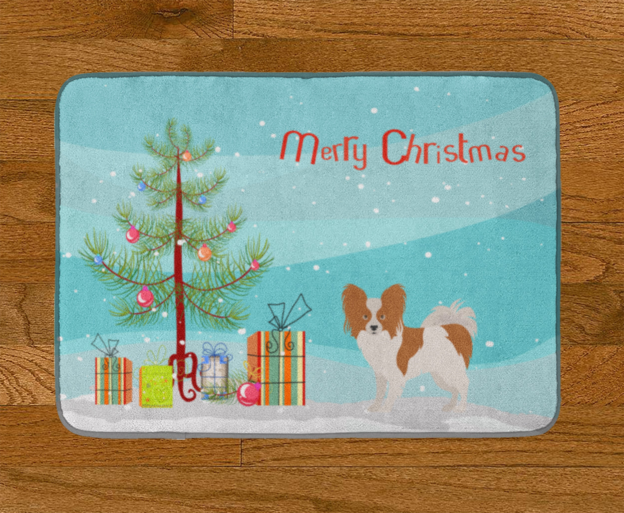 Papillon Christmas Tree Memory Foam Kitchen Mat Machine Washable Anti-Fatigue Cushion Comfort Bath or Kitchen Rug