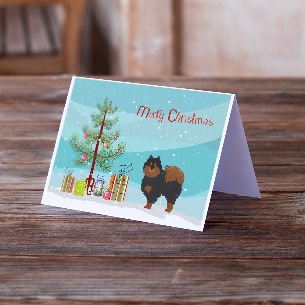Pomeranian Christmas Tree Greeting Cards Pack of 8 Blank Cards with Envelopes Whimsical A7 Size 5x7