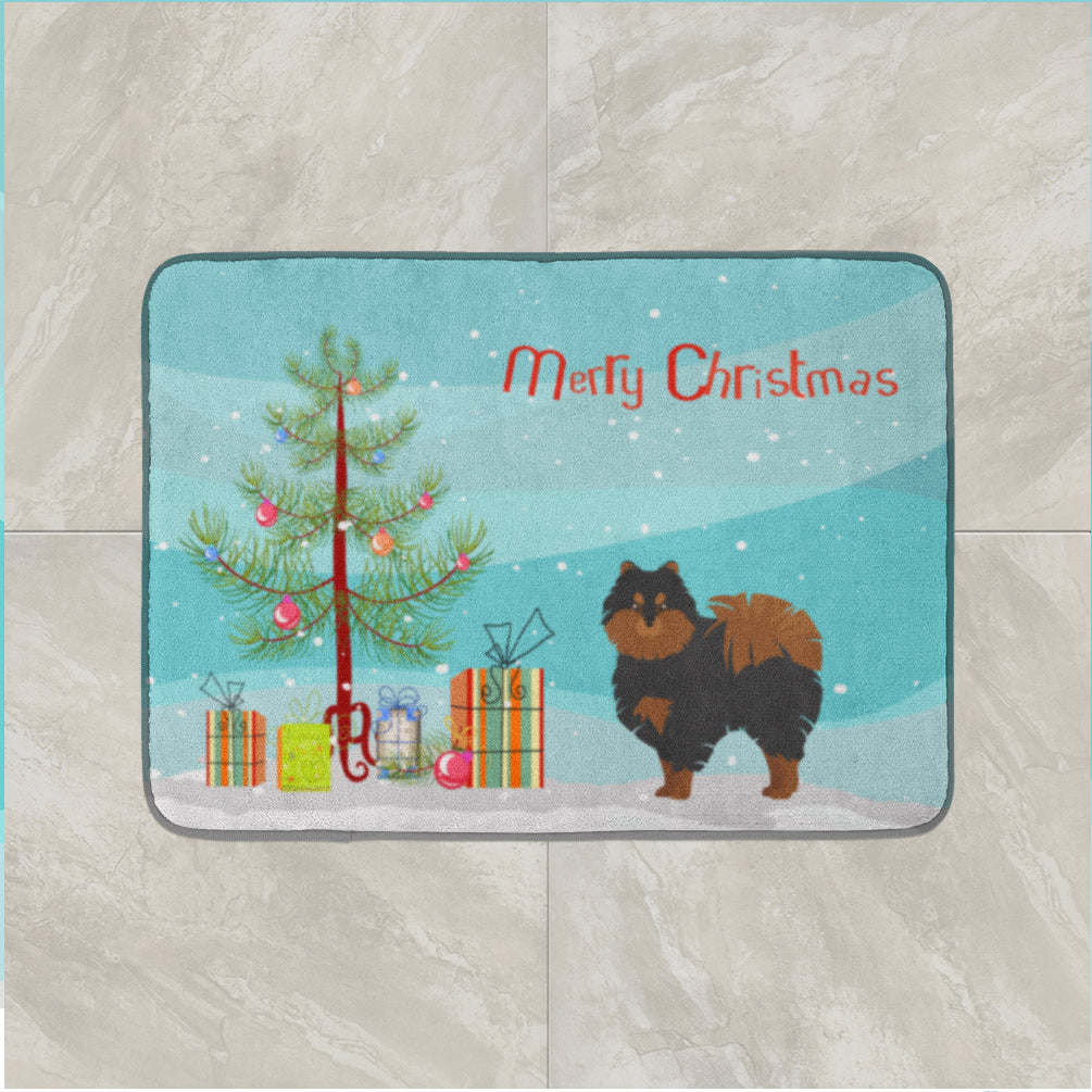 Pomeranian Christmas Tree Memory Foam Kitchen Mat Machine Washable Anti-Fatigue Cushion Comfort Bath or Kitchen Rug