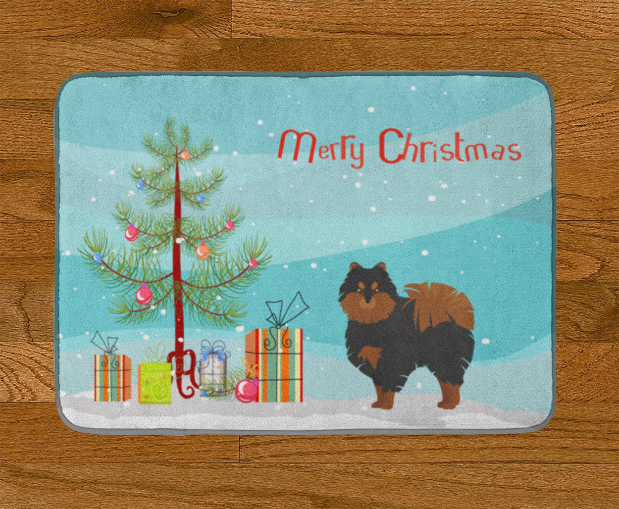 Pomeranian Christmas Tree Memory Foam Kitchen Mat Machine Washable Anti-Fatigue Cushion Comfort Bath or Kitchen Rug