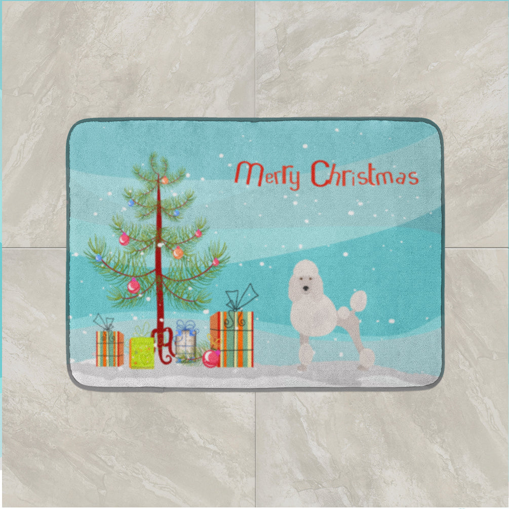 Miniature Poodle Christmas Tree Memory Foam Kitchen Mat Machine Washable Anti-Fatigue Cushion Comfort Bath or Kitchen Rug