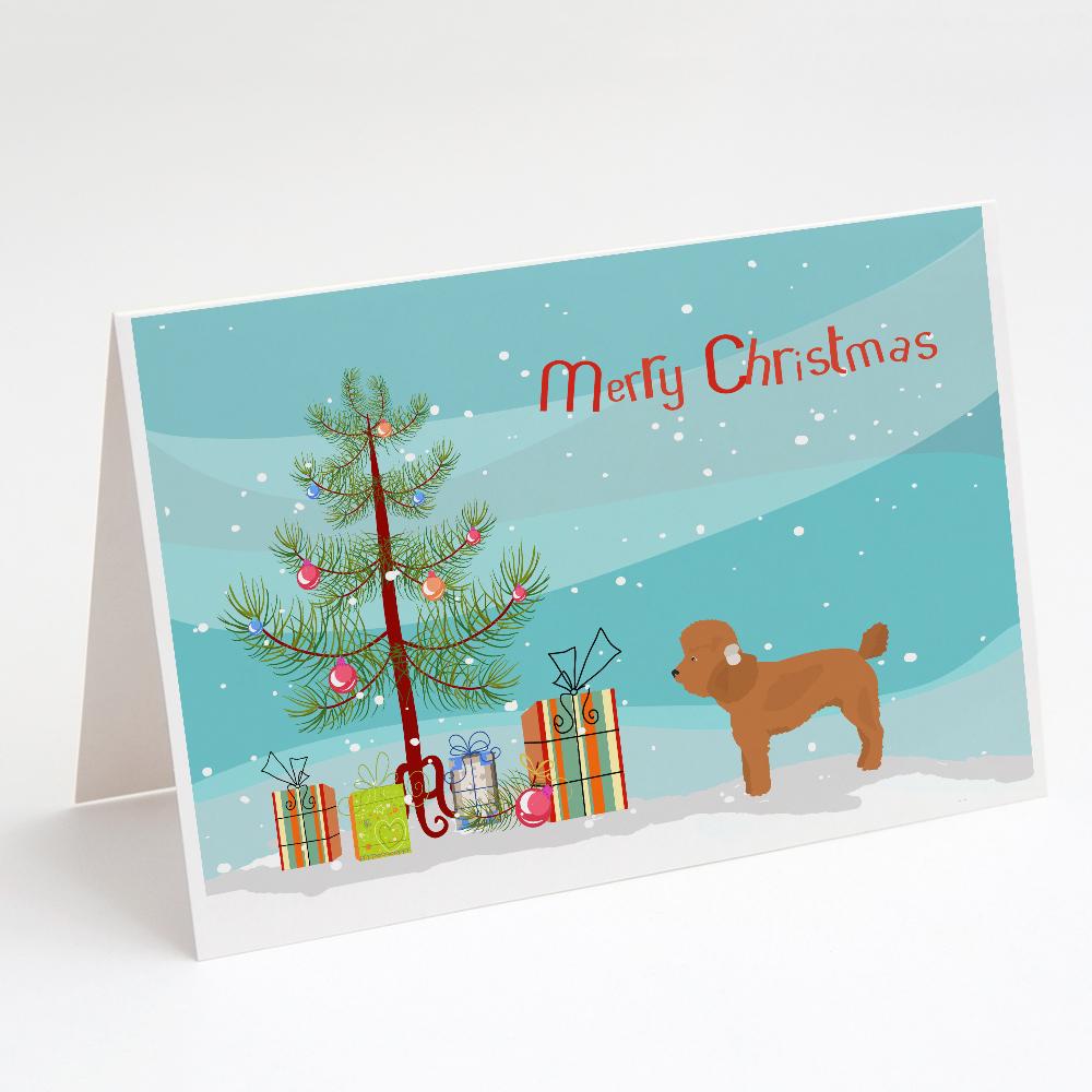 Toy Poodle Christmas Tree Greeting Cards Pack of 8 Blank Cards with Envelopes Whimsical A7 Size 5x7