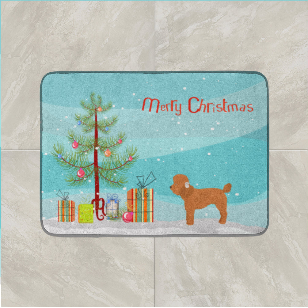 Toy Poodle Christmas Tree Memory Foam Kitchen Mat Machine Washable Anti-Fatigue Cushion Comfort Bath or Kitchen Rug
