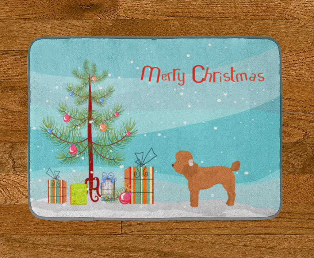 Toy Poodle Christmas Tree Memory Foam Kitchen Mat Machine Washable Anti-Fatigue Cushion Comfort Bath or Kitchen Rug