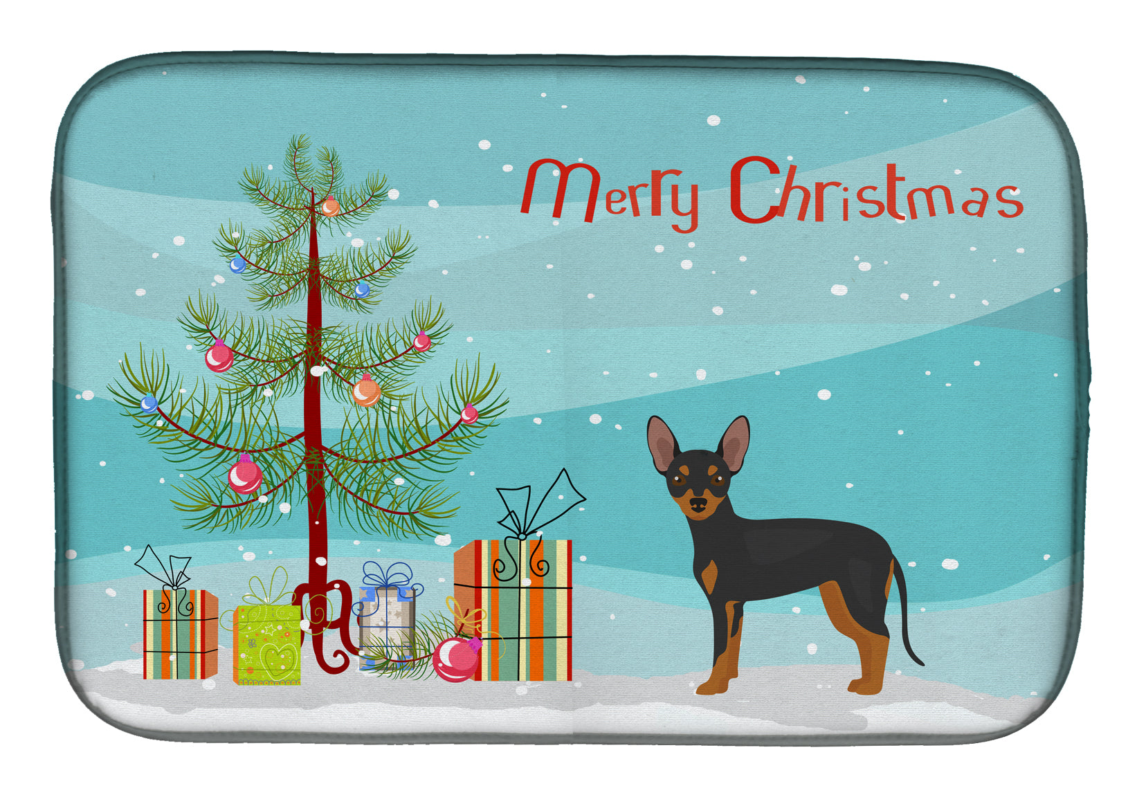 Prague Ratter Christmas Tree Dish Drying Mat Absorbent Dish Drying Mat Pad for Kitchen Counter Dish Drainer Mat for Countertop, 14 x 21", Multicolor