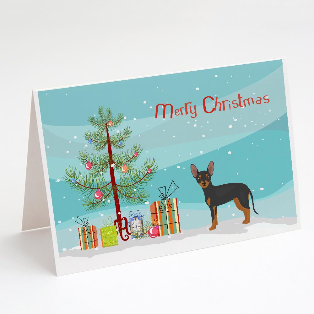 Prague Ratter Christmas Tree Greeting Cards Pack of 8 Blank Cards with Envelopes Whimsical A7 Size 5x7