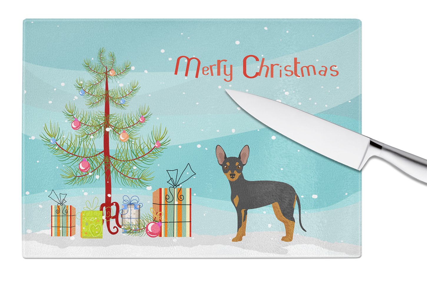 Prague Ratter Christmas Tree Cutting Board Tempered Glass Kitchen Cutting Surface, Heat Resistant Chopping, Non-Slip Feet, Food Prep & Serving