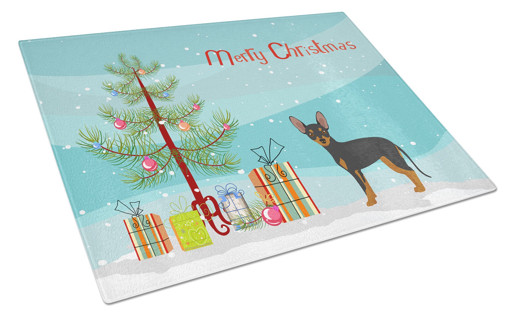 Prague Ratter Christmas Tree Cutting Board Tempered Glass Kitchen Cutting Surface, Heat Resistant Chopping, Non-Slip Feet, Food Prep & Serving