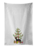 Prague Ratter Christmas Tree Kitchen Towel Set of 2 White Dish Towels Decorative Bathroom Hand towel for Hand, Face, Hair, Yoga, Tea, Dishcloth, 19 X 28", White