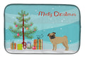 Pug Christmas Tree Dish Drying Mat Absorbent Dish Drying Mat Pad for Kitchen Counter Dish Drainer Mat for Countertop, 14 x 21", Multicolor