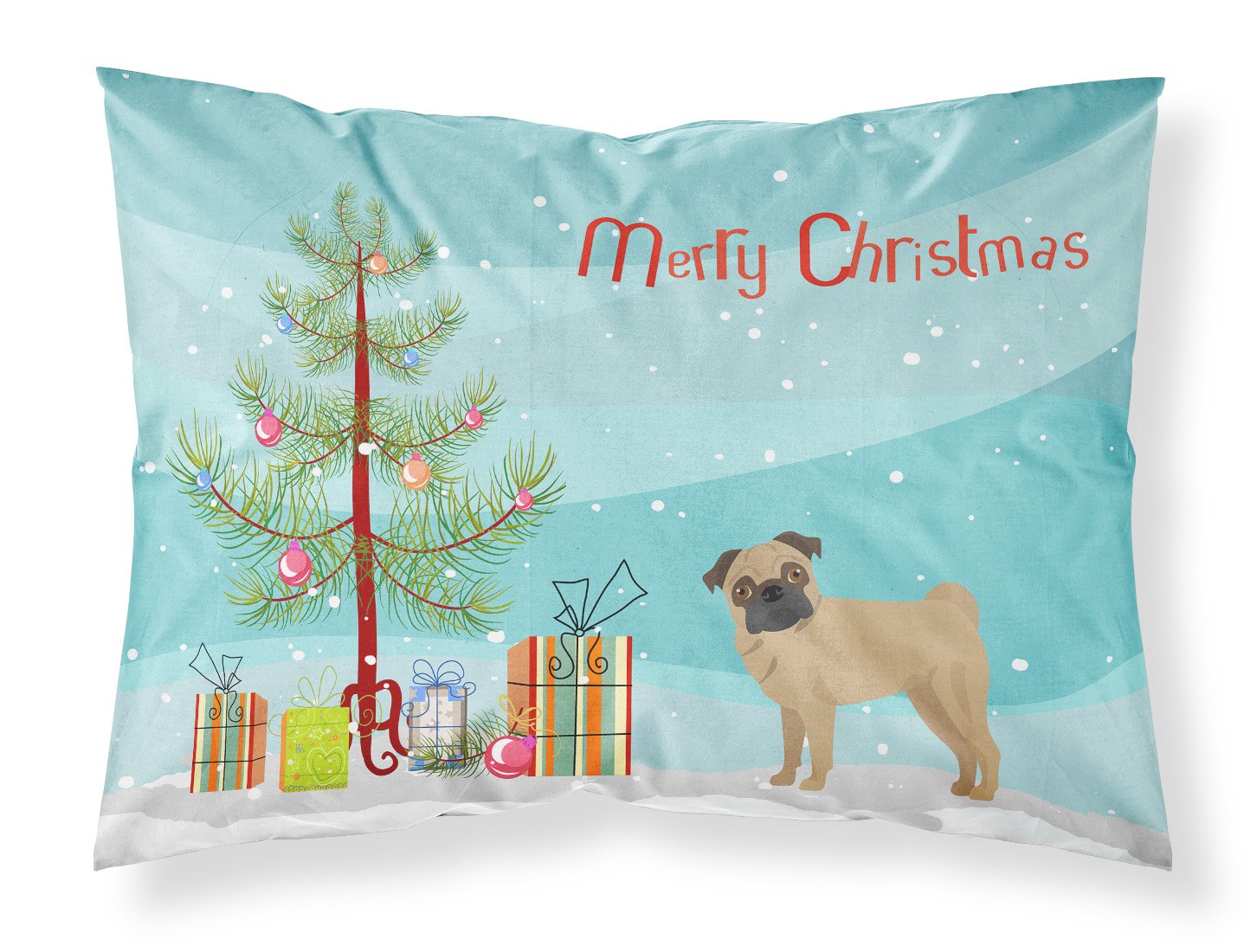 Pug Christmas Tree Standard Pillowcase Lightweight Super Soft Easy Care Decorative Artwork Pillowcase, Standard
