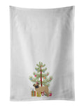 Pug Christmas Tree Kitchen Towel Set of 2 White Dish Towels Decorative Bathroom Hand towel for Hand, Face, Hair, Yoga, Tea, Dishcloth, 19 X 28", White