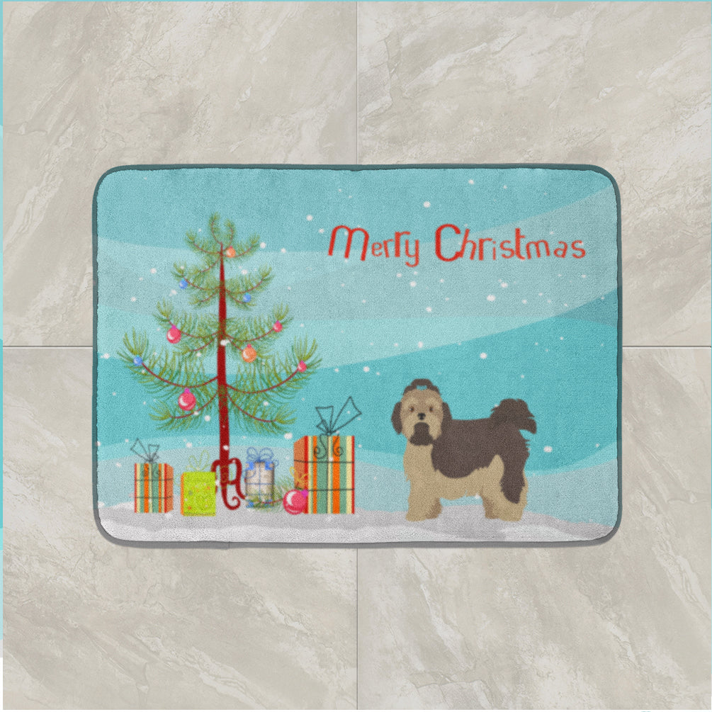 Russian Tsvetnaya Bolonka Lap Dog  Christmas Tree Memory Foam Kitchen Mat Machine Washable Anti-Fatigue Cushion Comfort Bath or Kitchen Rug