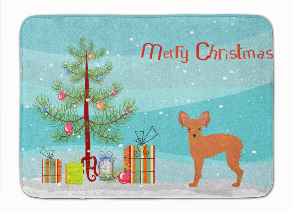 Russkiy Toy or Russian Toy Terrier Christmas Tree Memory Foam Kitchen Mat Machine Washable Anti-Fatigue Cushion Comfort Bath or Kitchen Rug