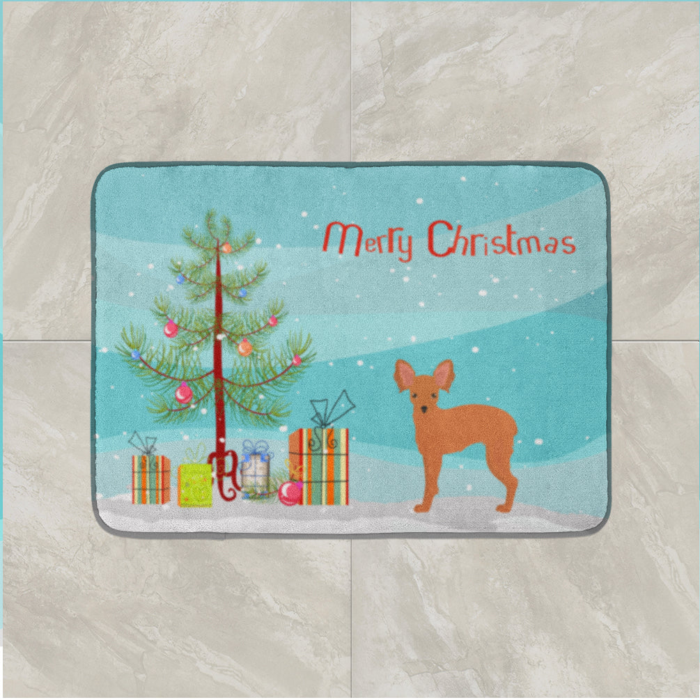 Russkiy Toy or Russian Toy Terrier Christmas Tree Memory Foam Kitchen Mat Machine Washable Anti-Fatigue Cushion Comfort Bath or Kitchen Rug