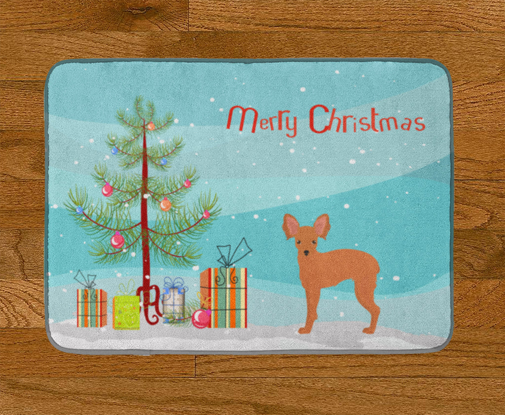 Russkiy Toy or Russian Toy Terrier Christmas Tree Memory Foam Kitchen Mat Machine Washable Anti-Fatigue Cushion Comfort Bath or Kitchen Rug